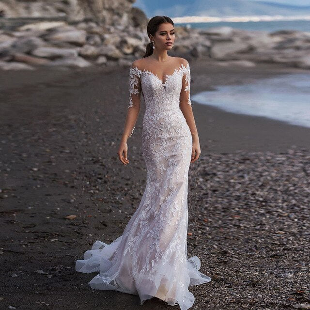 Long Sleeve Mermaid Wedding Dress ...
